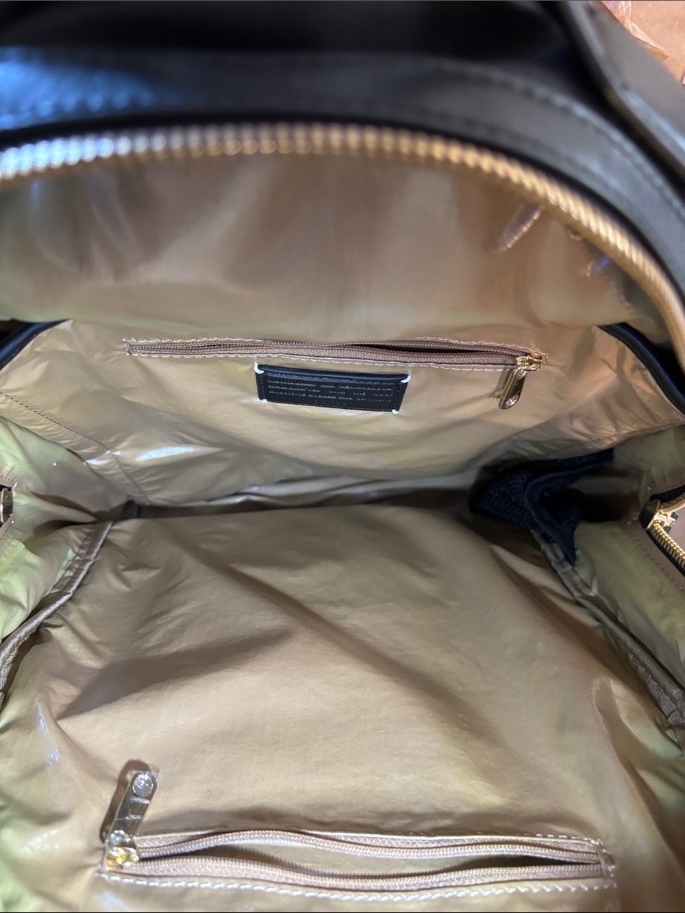 caraa Black Backpack with Gold Zippers - Picture 9 of 12